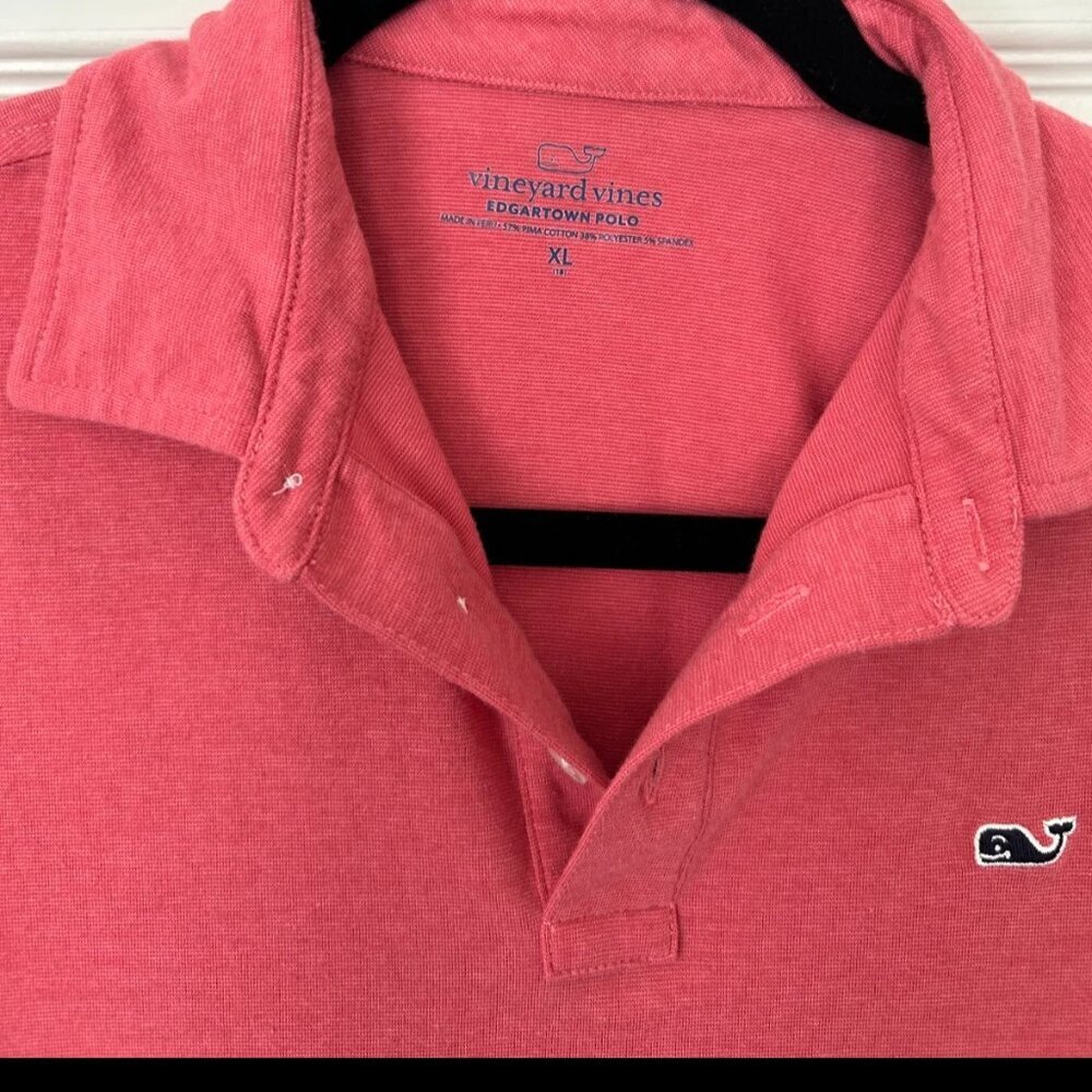 Vineyard Vines Youth (18) XL Edgartown Long Sleeve Polo Coral Pink Whale Shirt - Picture 2 of 4